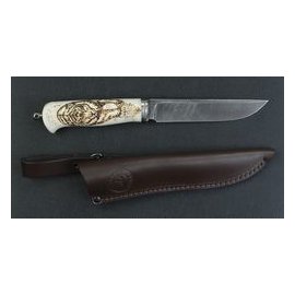 Нож Тигр (лосиный рог) Дамаск 125*28