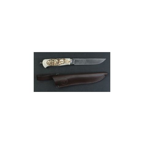 Нож Тигр (лосиный рог) Дамаск 125*28
