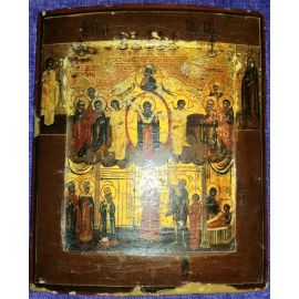 Икона деревянная "Покров" многочисленные святые 324