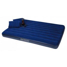 Матрас кемпинговый флок с 2 подуш. мех.насос INTEX