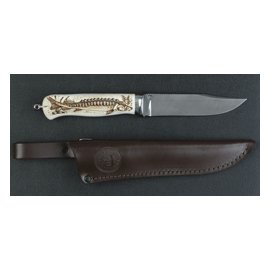 Нож Кумир (лосиный рог) Дамаск 125*26